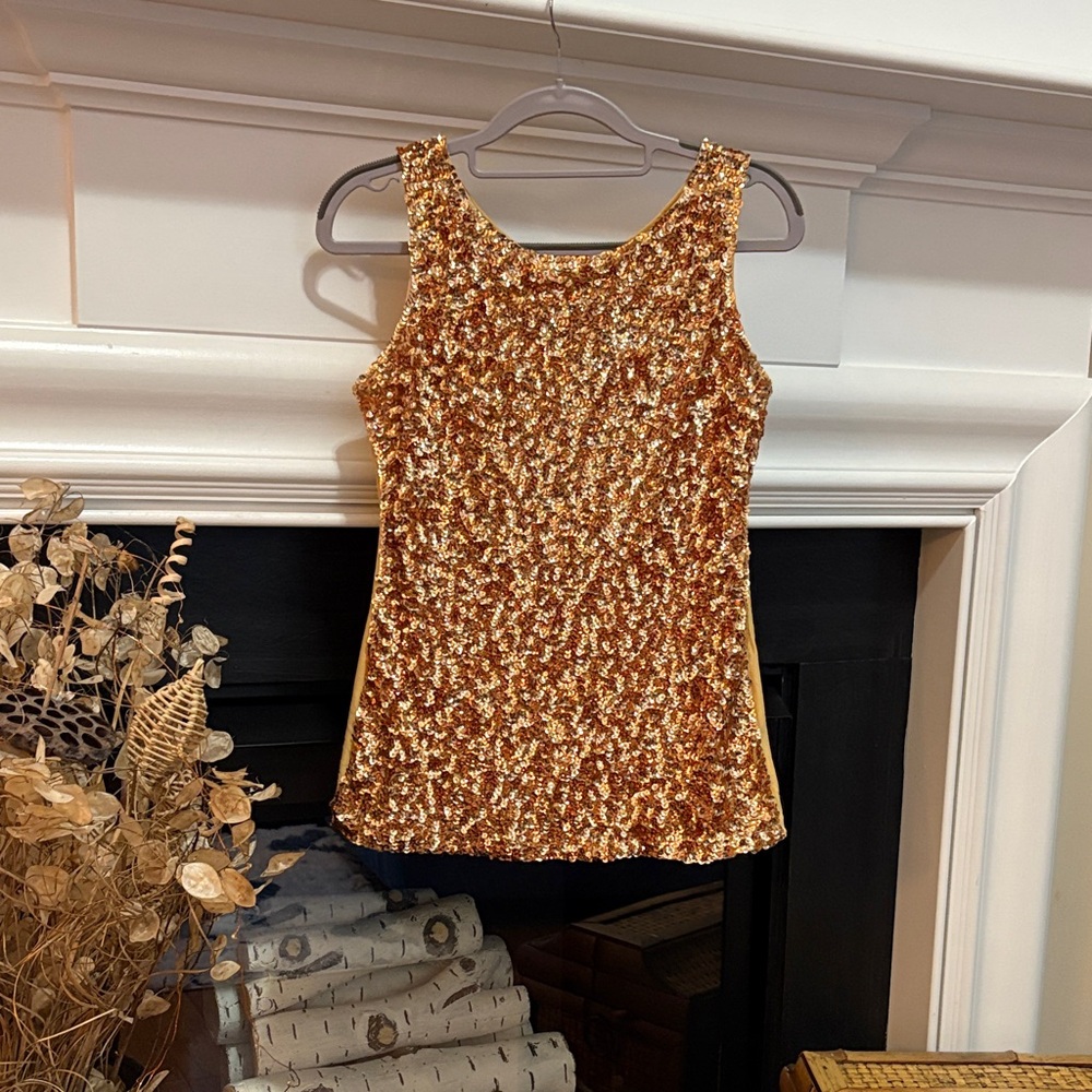 Pretty Guide Gold Sequin Sleeveless Top
